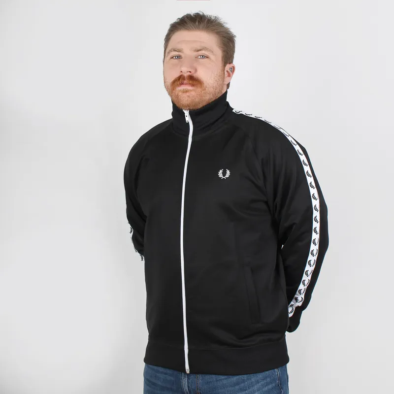 Fred Perry Black Taped Track Jacket at Pritchards